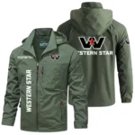Western Star Trucks Windbreaker Jacket Hooded Detachable, Outdoor Windproof Running Jacket, Custom Text HIHI070325Y28WJ86WST