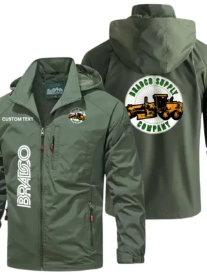 Bradco Exclusive Logo Windbreaker Jacket Hooded Detachable, Outdoor Windproof Running Jacket, Custom Text HIHI080325Y28WJ86BAS