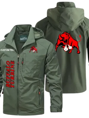 Buffalo Turbine Windbreaker Jacket Hooded Detachable, Outdoor Windproof Running Jacket, Custom Text HIHI100325Y28WJ86BUT