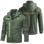 Steel Green Windbreaker Jacket Hooded Detachable, Outdoor Windproof Running Jacket, Custom Text HIHI110325Y28WJ86SGM