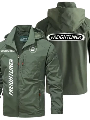 Freightliner Exclusive Logo Windbreaker Jacket Hooded Detachable, Outdoor Windproof Running Jacket, Custom Text HIHI130225Y28WJ86FLT
