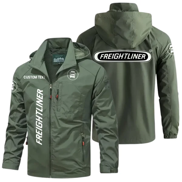 Freightliner Exclusive Logo Windbreaker Jacket Hooded Detachable, Outdoor Windproof Running Jacket, Custom Text HIHI130225Y28WJ86FLT