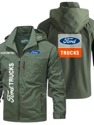 Ford Trucks Exclusive Logo Windbreaker Jacket Hooded Detachable, Outdoor Windproof Running Jacket, Custom Text HIHI130225Y28WJ86FOT