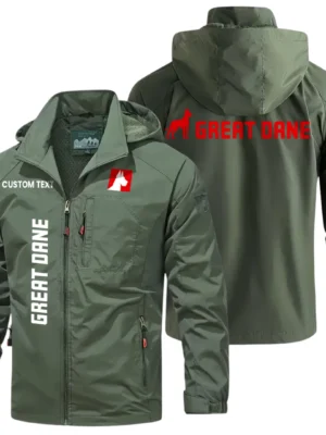 Great Dane Exclusive Logo Windbreaker Jacket Hooded Detachable, Outdoor Windproof Running Jacket, Custom Text HIHI130225Y28WJ86GDT
