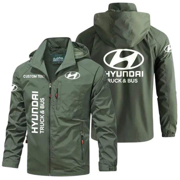 Hyundai Exclusive Logo Windbreaker Jacket Hooded Detachable, Outdoor Windproof Running Jacket, Custom Text HIHI130225Y28WJ86HDT