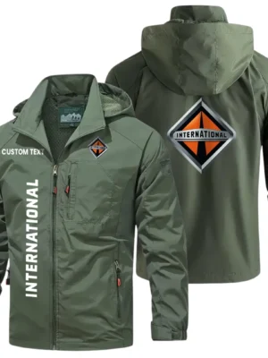 International Trucks Exclusive Logo Windbreaker Jacket Hooded Detachable, Outdoor Windproof Running Jacket, Custom Text HIHI130225Y28WJ86INT