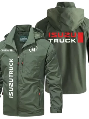 Isuzu Truck Exclusive Logo Windbreaker Jacket Hooded Detachable, Outdoor Windproof Running Jacket, Custom Text HIHI130225Y28WJ86IZT