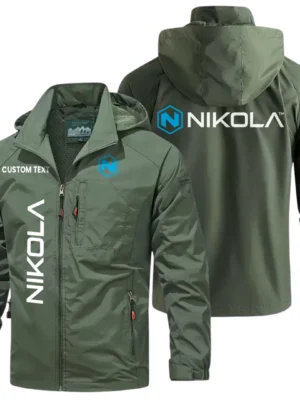 Nikola Trucks Exclusive Logo Windbreaker Jacket Hooded Detachable, Outdoor Windproof Running Jacket, Custom Text HIHI130225Y28WJ86NKL