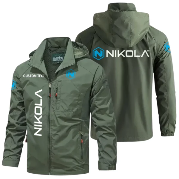 Nikola Trucks Exclusive Logo Windbreaker Jacket Hooded Detachable, Outdoor Windproof Running Jacket, Custom Text HIHI130225Y28WJ86NKL