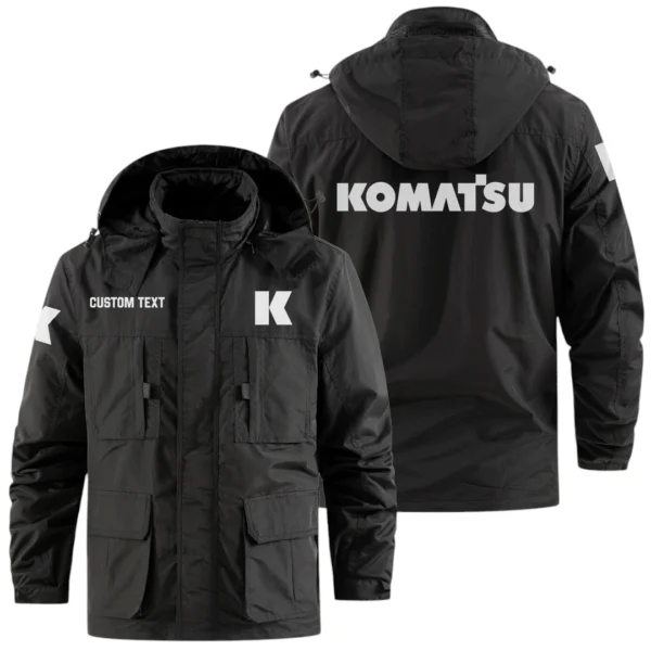 Komatsu Exclusive Logo Windbreaker Jacket Hooded Detachable, Outdoor Jacket Multi Pocket, Custom Name HIDI190325Y26WMPKOA