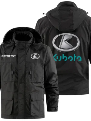 Kubota Exclusive Logo Windbreaker Jacket Hooded Detachable, Outdoor Jacket Multi Pocket, Custom Name HIDI190325Y26WMPKTC