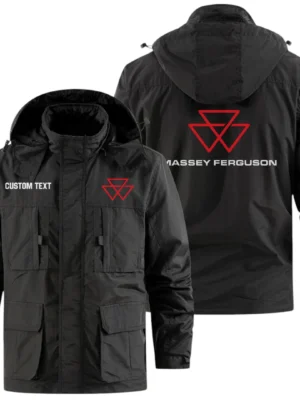 Massey Ferguson Exclusive Logo Windbreaker Jacket Hooded Detachable, Outdoor Jacket Multi Pocket, Custom Name HIDI190325Y26WMPMAF