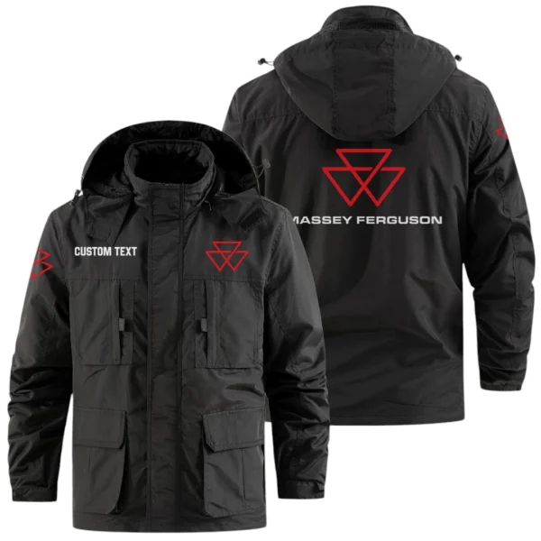 Massey Ferguson Exclusive Logo Windbreaker Jacket Hooded Detachable, Outdoor Jacket Multi Pocket, Custom Name HIDI190325Y26WMPMAF