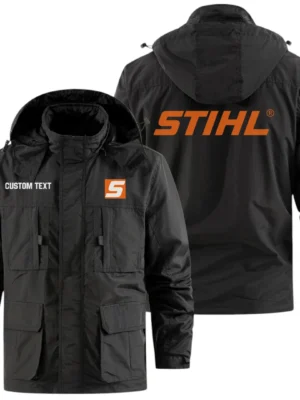Stihl Exclusive Logo Windbreaker Jacket Hooded Detachable, Outdoor Jacket Multi Pocket, Custom Name HIDI190325Y26WMPSTL