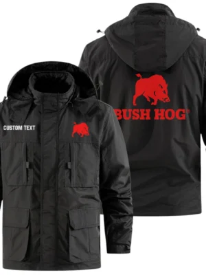 Bush Hog Exclusive Logo Windbreaker Jacket Hooded Detachable, Outdoor Jacket Multi Pocket, Custom Name HIDI200325Y26WMPBUH