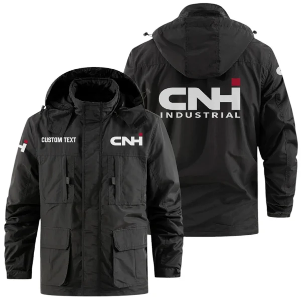 CNH Industrial Exclusive Logo Windbreaker Jacket Hooded Detachable, Outdoor Jacket Multi Pocket, Custom Name HIDI200325Y26WMPCNI