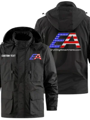 Everything Attachments Exclusive Logo Windbreaker Jacket Hooded Detachable, Outdoor Jacket Multi Pocket, Custom Name HIDI200325Y26WMPEVA