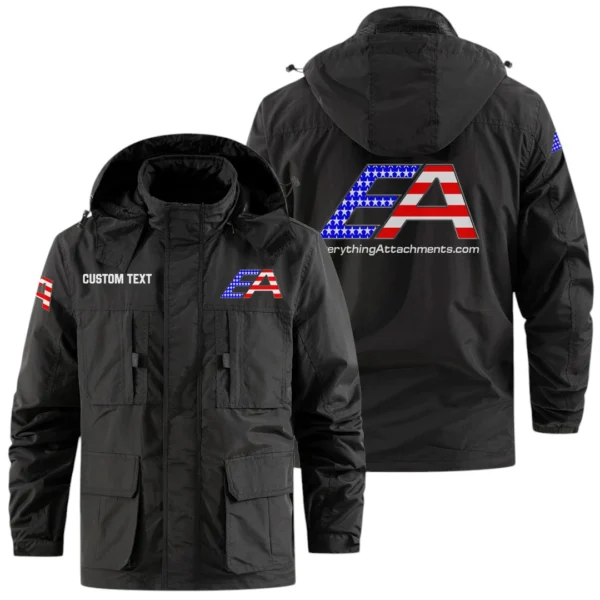 Everything Attachments Exclusive Logo Windbreaker Jacket Hooded Detachable, Outdoor Jacket Multi Pocket, Custom Name HIDI200325Y26WMPEVA