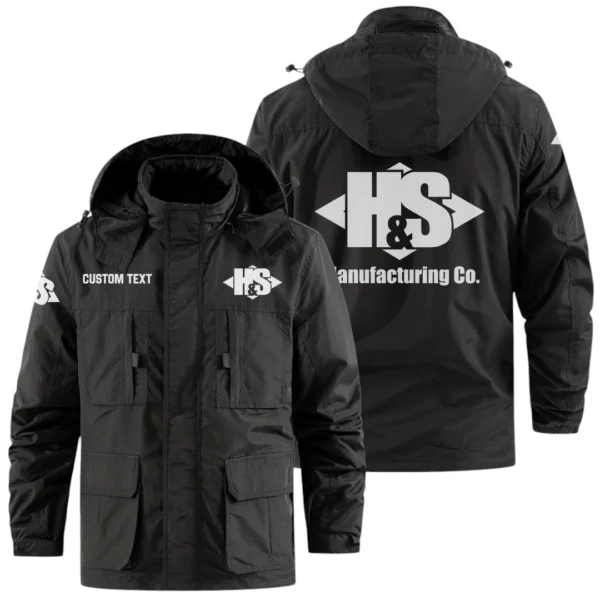 H & S Manufacturing Exclusive Logo Windbreaker Jacket Hooded Detachable, Outdoor Jacket Multi Pocket, Custom Name HIDI200325Y26WMPHSM