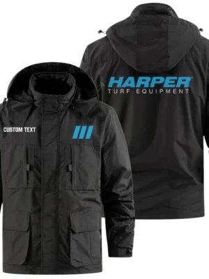 Harper Turf Equipment Exclusive Logo Windbreaker Jacket Hooded Detachable, Outdoor Jacket Multi Pocket, Custom Name HIDI200325Y26WMPHTE