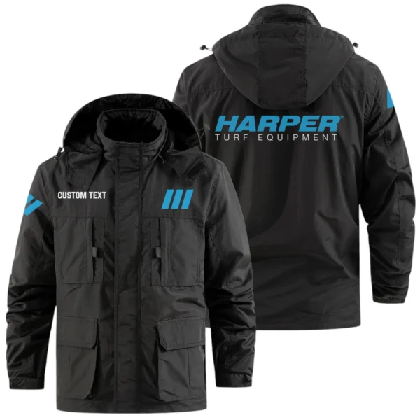 Harper Turf Equipment Exclusive Logo Windbreaker Jacket Hooded Detachable, Outdoor Jacket Multi Pocket, Custom Name HIDI200325Y26WMPHTE