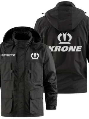 KRONE Exclusive Logo Windbreaker Jacket Hooded Detachable, Outdoor Jacket Multi Pocket, Custom Name HIDI200325Y26WMPKAM