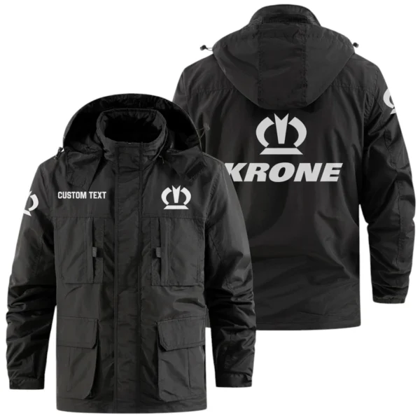 KRONE Exclusive Logo Windbreaker Jacket Hooded Detachable, Outdoor Jacket Multi Pocket, Custom Name HIDI200325Y26WMPKAM