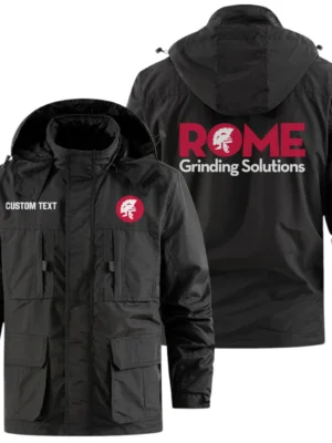 Rome Grinding Solutions Exclusive Logo Windbreaker Jacket Hooded Detachable, Outdoor Jacket Multi Pocket, Custom Name HIDI200325Y26WMPRGS