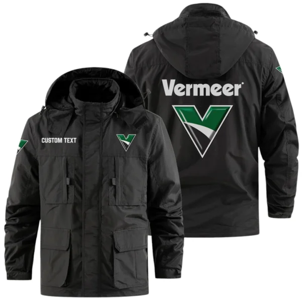 Vermeer Exclusive Logo Windbreaker Jacket Hooded Detachable, Outdoor Jacket Multi Pocket, Custom Name HIDI200325Y26WMPVER