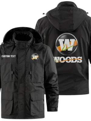Woods Exclusive Logo Windbreaker Jacket Hooded Detachable, Outdoor Jacket Multi Pocket, Custom Name HIDI200325Y26WMPWOE