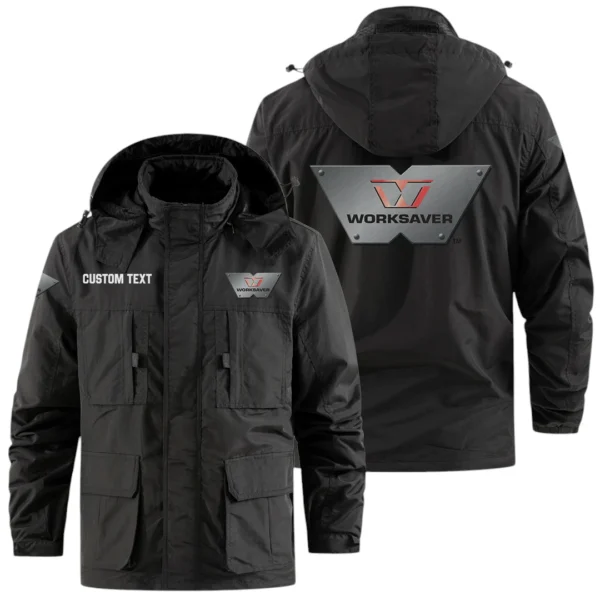 Worksaver Exclusive Logo Windbreaker Jacket Hooded Detachable, Outdoor Jacket Multi Pocket, Custom Name HIDI200325Y26WMPWOR
