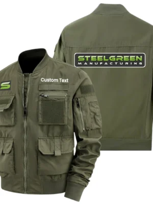Steel Green Exclusive Logo Jacket x Baseball Collar Style Multiple Pockets Men’s Hiking Outdoor Jacket Custom Name HIHI200325Y40JCXSGM