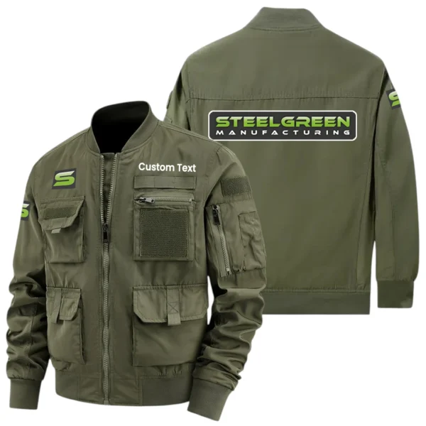 Steel Green Exclusive Logo Jacket x Baseball Collar Style Multiple Pockets Men’s Hiking Outdoor Jacket Custom Name HIHI200325Y40JCXSGM