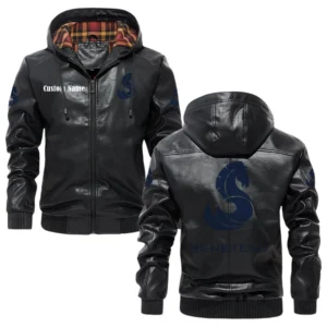 Beneteau Exclusive Logo Hooded Jacket PU Leather x Durable Windproof Warm Soft Checkered Lining, Custom Name HG260325Y47JHLCT1BEN