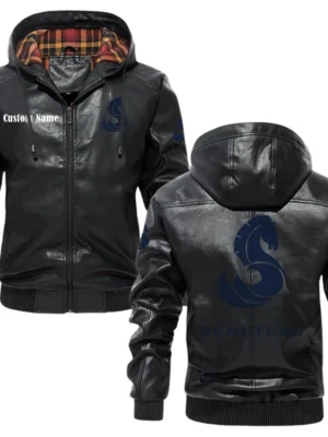 Beneteau Exclusive Logo Hooded Jacket PU Leather x Durable Windproof Warm Soft Checkered Lining, Custom Name HG260325Y47JHLCT1BEN