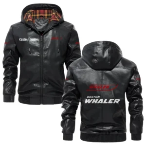 Boston Whaler Exclusive Logo Hooded Jacket PU Leather x Durable Windproof Warm Soft Checkered Lining, Custom Name HG260325Y47JHLCT1BOW