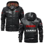 Claas Exclusive Logo Hooded Jacket PU Leather x Durable Windproof Warm Soft Checkered Lining, Custom Name HG260325Y47JHLCT1CLA