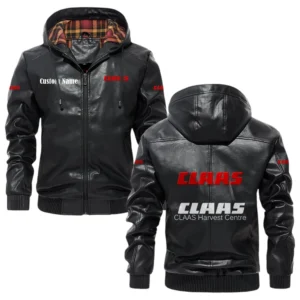 Claas Exclusive Logo Hooded Jacket PU Leather x Durable Windproof Warm Soft Checkered Lining, Custom Name HG260325Y47JHLCT1CLA