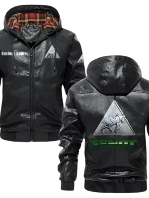 Fendt Exclusive Logo Hooded Jacket PU Leather x Durable Windproof Warm Soft Checkered Lining, Custom Name HG260325Y47JHLCT1FEN