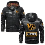 Jcb Exclusive Logo Hooded Jacket PU Leather x Durable Windproof Warm Soft Checkered Lining, Custom Name HG260325Y47JHLCT1JCB