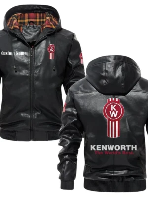 Kenworth Exclusive Logo Hooded Jacket PU Leather x Durable Windproof Warm Soft Checkered Lining, Custom Name HG260325Y47JHLCT1KET