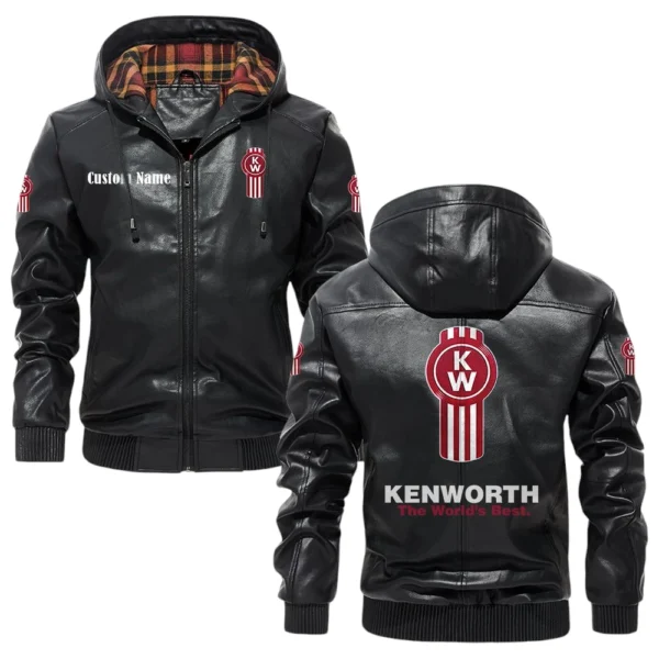 Kenworth Exclusive Logo Hooded Jacket PU Leather x Durable Windproof Warm Soft Checkered Lining, Custom Name HG260325Y47JHLCT1KET