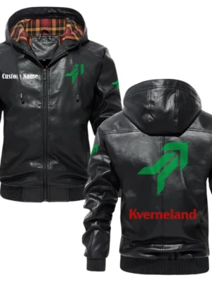 Kverneland Exclusive Logo Hooded Jacket PU Leather x Durable Windproof Warm Soft Checkered Lining, Custom Name HG260325Y47JHLCT1KVE