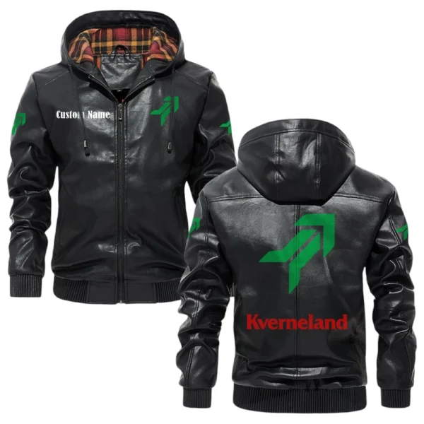 Kverneland Exclusive Logo Hooded Jacket PU Leather x Durable Windproof Warm Soft Checkered Lining, Custom Name HG260325Y47JHLCT1KVE