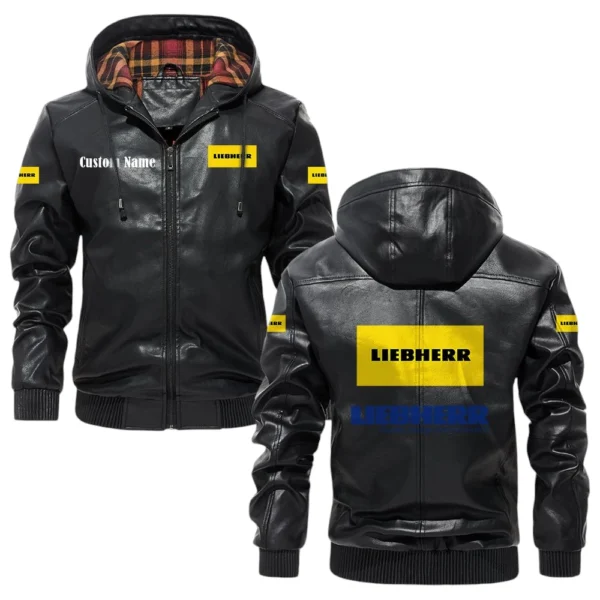 Liebherr Hooded Jacket PU Leather x Durable Windproof Warm Soft Checkered Lining, Custom Name HG260325Y47JHLCT1LIE