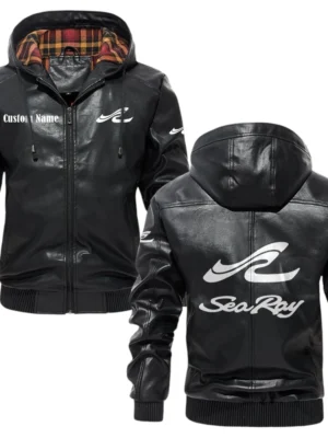 Sea Ray Exclusive Logo Hooded Jacket PU Leather x Durable Windproof Warm Soft Checkered Lining, Custom Name HG270325Y47JHLCT1CER