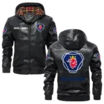 Scania Exclusive Logo Hooded Jacket PU Leather x Durable Windproof Warm Soft Checkered Lining, Custom Name HG270325Y47JHLCT1SCA