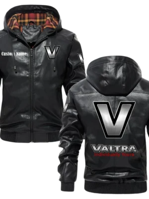Valtra Hooded Jacket PU Leather x Durable Windproof Warm Soft Checkered Lining, Custom Name HG270325Y47JHLCT1TAL