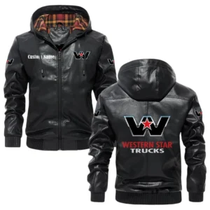 Wester Star Exclusive Logo Hooded Jacket PU Leather x Durable Windproof Warm Soft Checkered Lining, Custom Name HG270325Y47JHLCT1WES