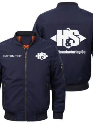 H & S Manufacturing Exclusive Logo Men Bomber Jacket Windproof Coat Multi Pockets, Custom Name HIDI290325Y51BJ2HSM